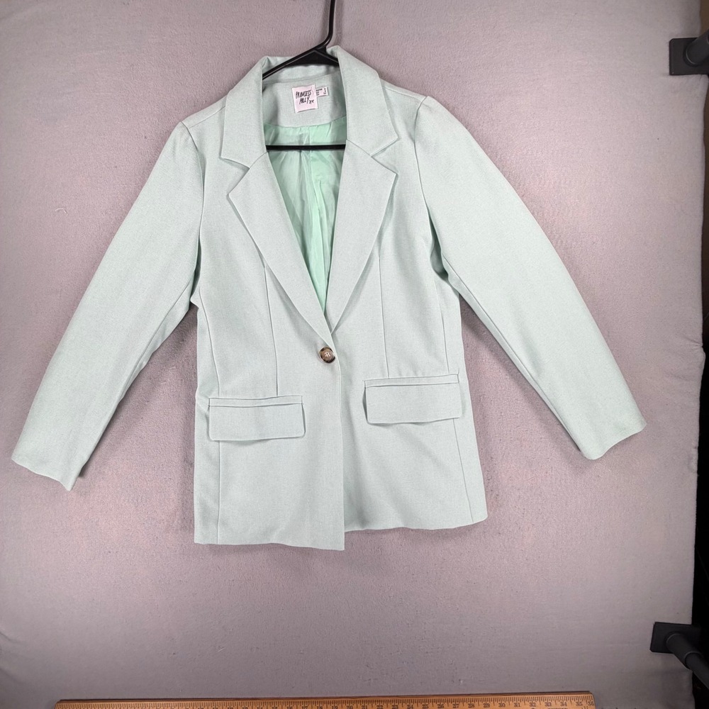 Princess Polly Womens US 2 Mint Green Blazer Single Button Preppy Coastal Jacket